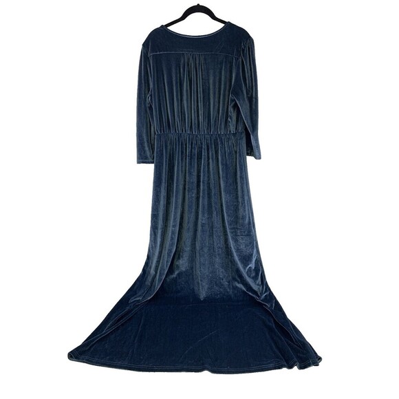 Baltic Born Sofia Velvet Maxi Dress Blue V-Neck 3/4 Sleeve Long Pullover Size XL - Picture 8 of 16